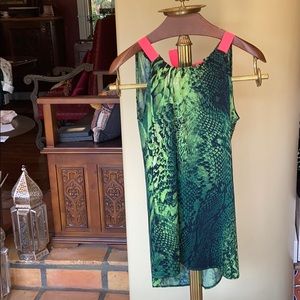 Green snake print top